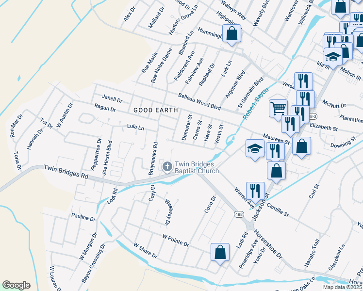 map of restaurants, bars, coffee shops, grocery stores, and more near 512 Osiris Street in Alexandria