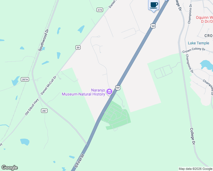 map of restaurants, bars, coffee shops, grocery stores, and more near 105 Carriage Drive in Lufkin