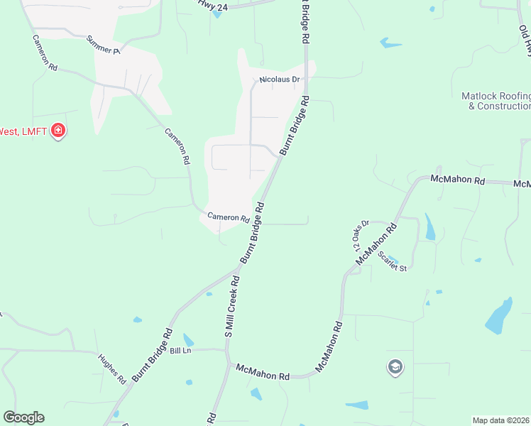 map of restaurants, bars, coffee shops, grocery stores, and more near 448-452 Burnt Bridge Road in Hattiesburg