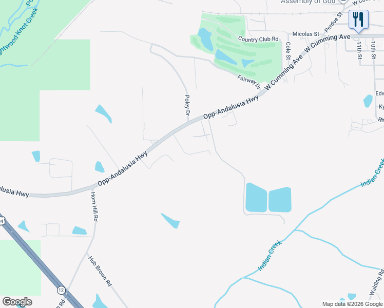 map of restaurants, bars, coffee shops, grocery stores, and more near Morning Star Drive in Opp