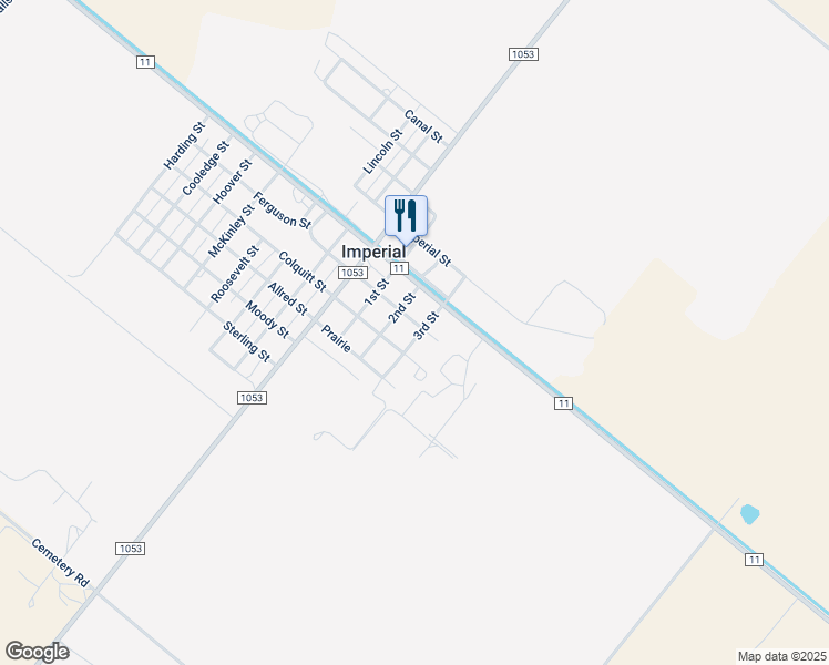map of restaurants, bars, coffee shops, grocery stores, and more near Merrill Avenue in Imperial