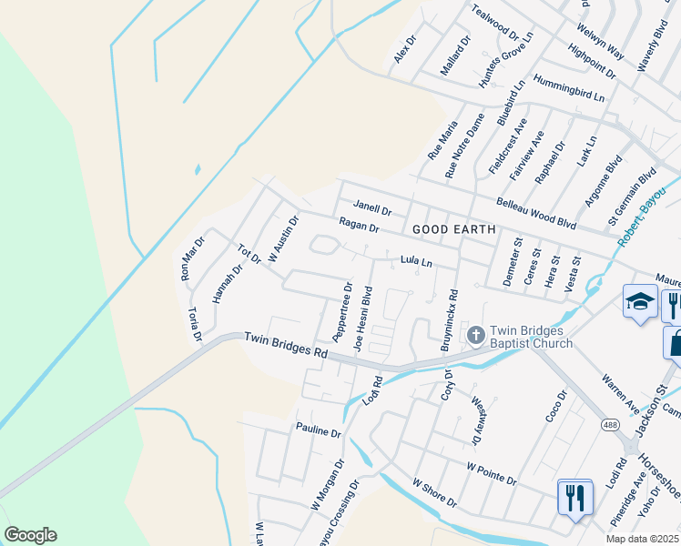 map of restaurants, bars, coffee shops, grocery stores, and more near 324 Jacob B Loop in Alexandria