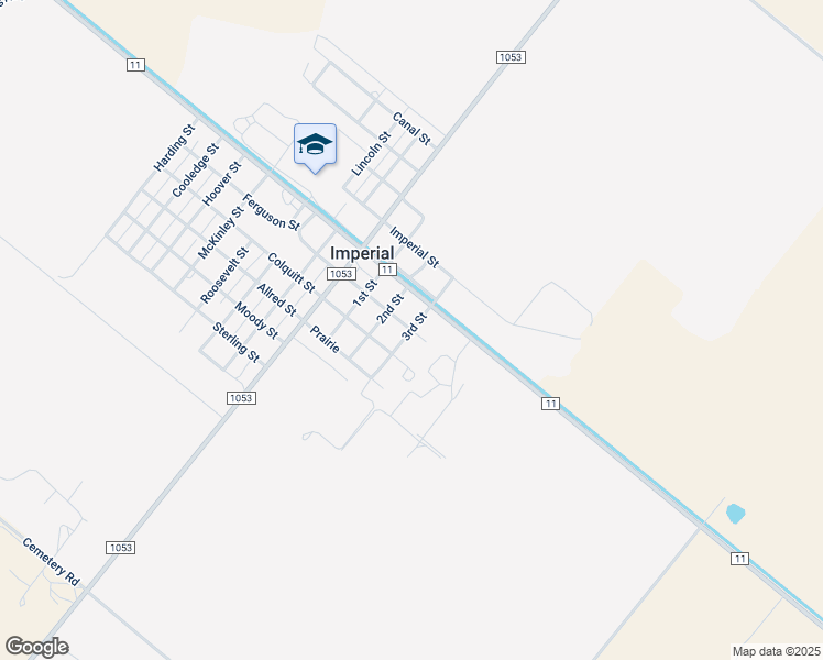 map of restaurants, bars, coffee shops, grocery stores, and more near Merrill Avenue in Imperial