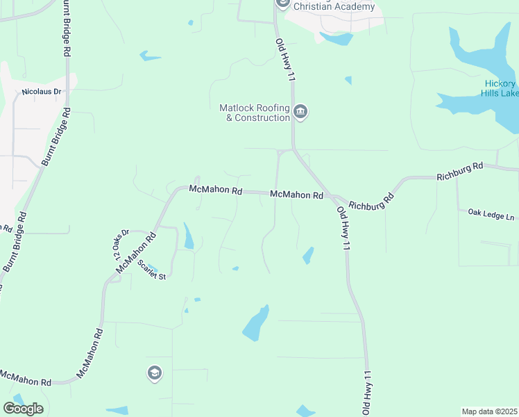 map of restaurants, bars, coffee shops, grocery stores, and more near 291 McMahon Road in Purvis