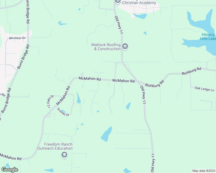 map of restaurants, bars, coffee shops, grocery stores, and more near 291 McMahon Road in Purvis