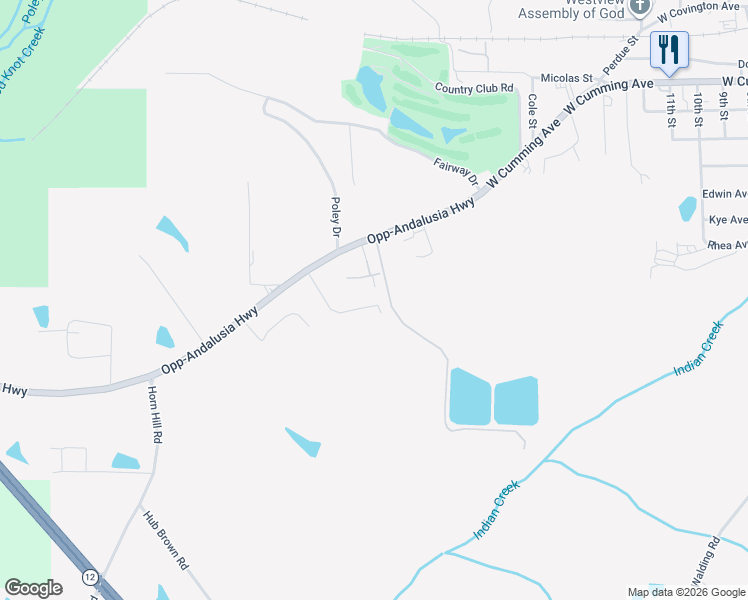 map of restaurants, bars, coffee shops, grocery stores, and more near 25127 Morning Star Drive in Opp