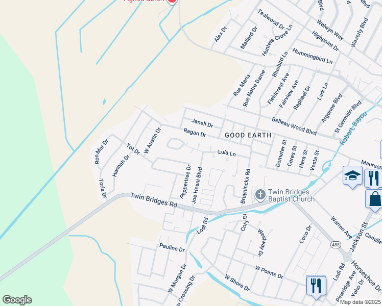map of restaurants, bars, coffee shops, grocery stores, and more near 607 Beverly Loop in Alexandria