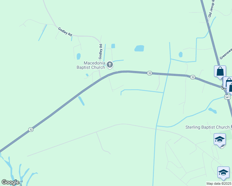 map of restaurants, bars, coffee shops, grocery stores, and more near 156 North Burgess Road in Brunswick
