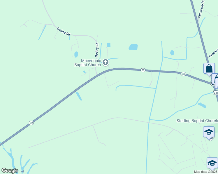 map of restaurants, bars, coffee shops, grocery stores, and more near 156 North Burgess Road in Brunswick
