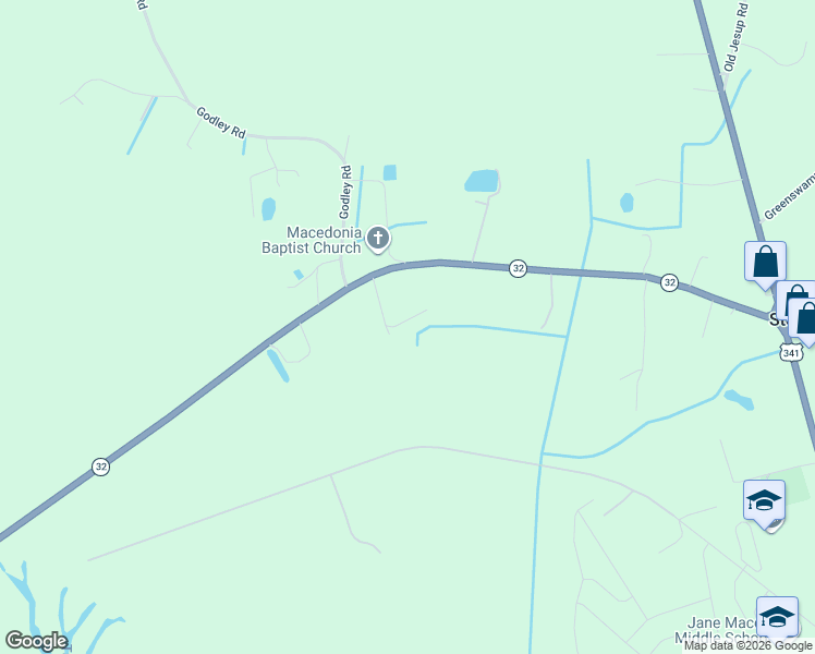 map of restaurants, bars, coffee shops, grocery stores, and more near 156 North Burgess Road in Brunswick