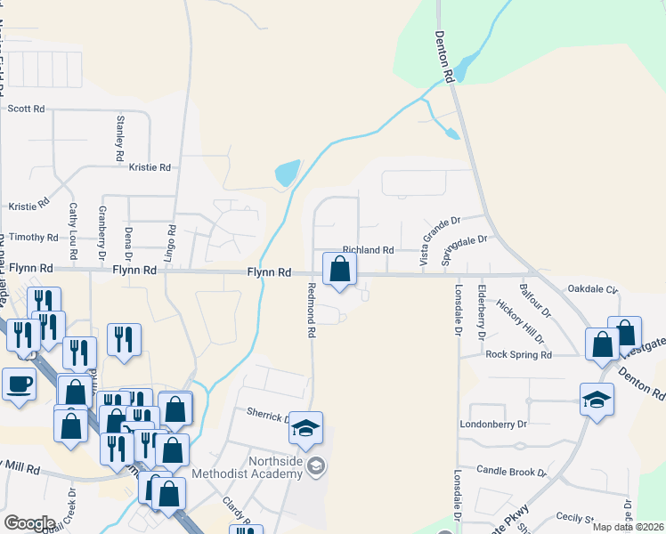map of restaurants, bars, coffee shops, grocery stores, and more near 2712 Flynn Road in Dothan