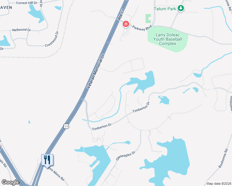 map of restaurants, bars, coffee shops, grocery stores, and more near 12 Edinburgh Circle in Hattiesburg