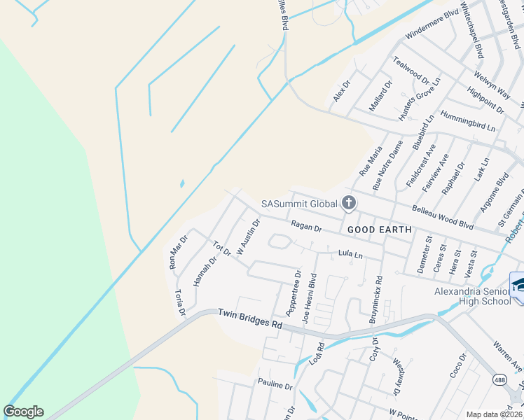 map of restaurants, bars, coffee shops, grocery stores, and more near 35 Ragan Drive in Alexandria