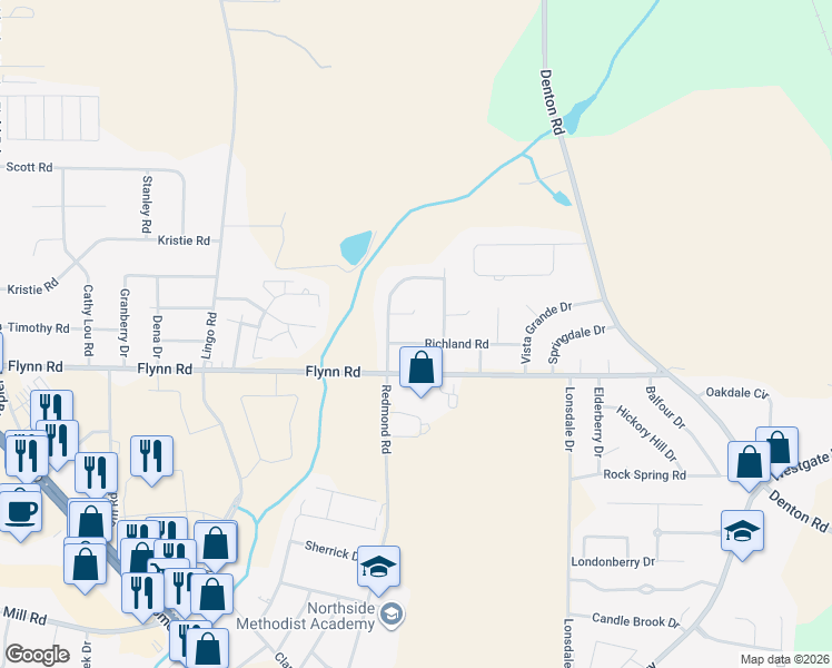 map of restaurants, bars, coffee shops, grocery stores, and more near 3905 Richland Road in Dothan