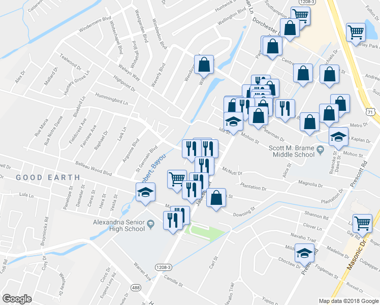 map of restaurants, bars, coffee shops, grocery stores, and more near 920 Versailles Boulevard in Alexandria
