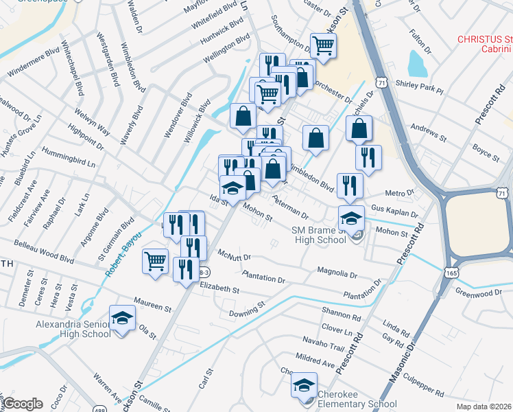 map of restaurants, bars, coffee shops, grocery stores, and more near 1311 Mohon Street in Alexandria