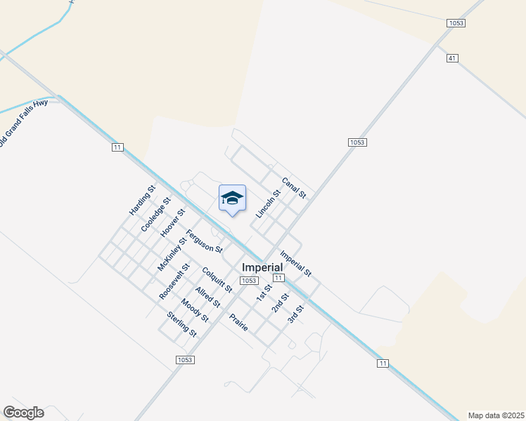 map of restaurants, bars, coffee shops, grocery stores, and more near 300 Lincoln Street in Imperial