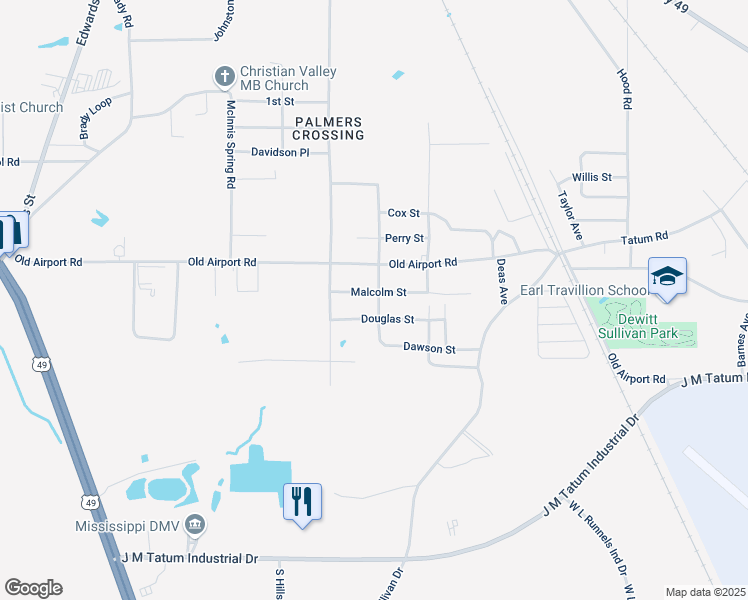 map of restaurants, bars, coffee shops, grocery stores, and more near 609 Lincoln Street in Hattiesburg