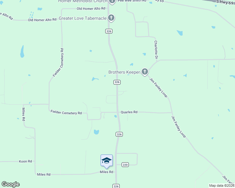 map of restaurants, bars, coffee shops, grocery stores, and more near 5933 Farm to Market Road 326 in Lufkin