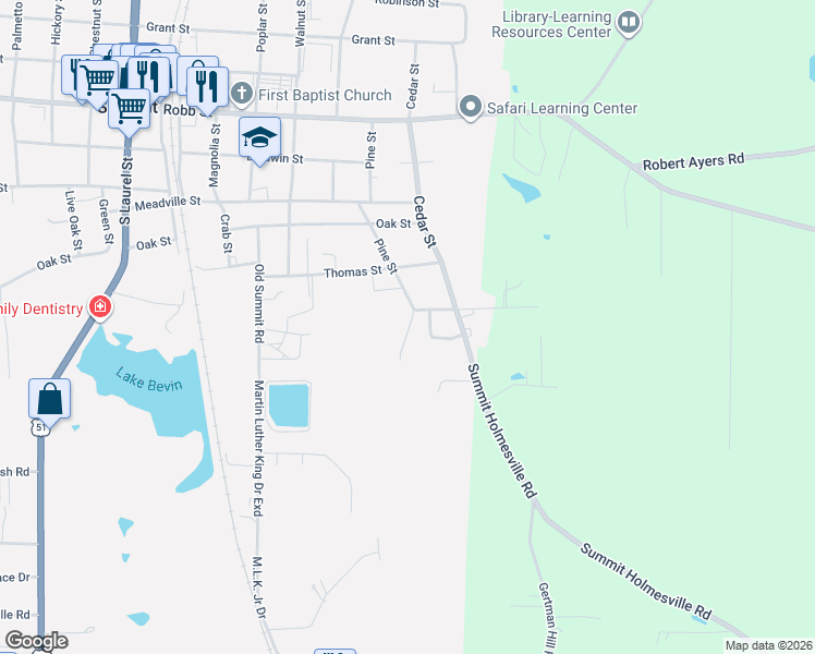 map of restaurants, bars, coffee shops, grocery stores, and more near 201 Pine Street in Summit