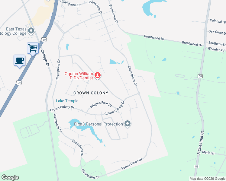 map of restaurants, bars, coffee shops, grocery stores, and more near 1009 Augusta Dr in Lufkin