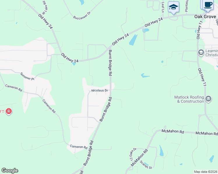 map of restaurants, bars, coffee shops, grocery stores, and more near 586-598 Burnt Bridge Road in Hattiesburg