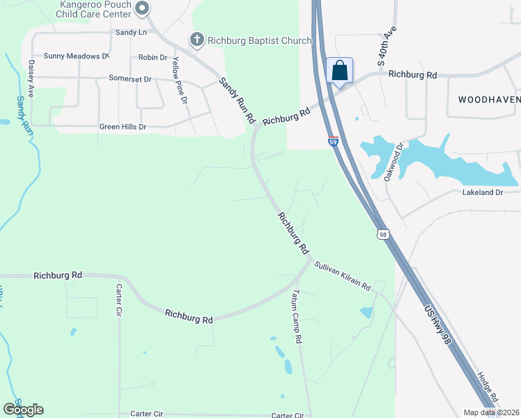 map of restaurants, bars, coffee shops, grocery stores, and more near 9 Sheri Drive in Hattiesburg