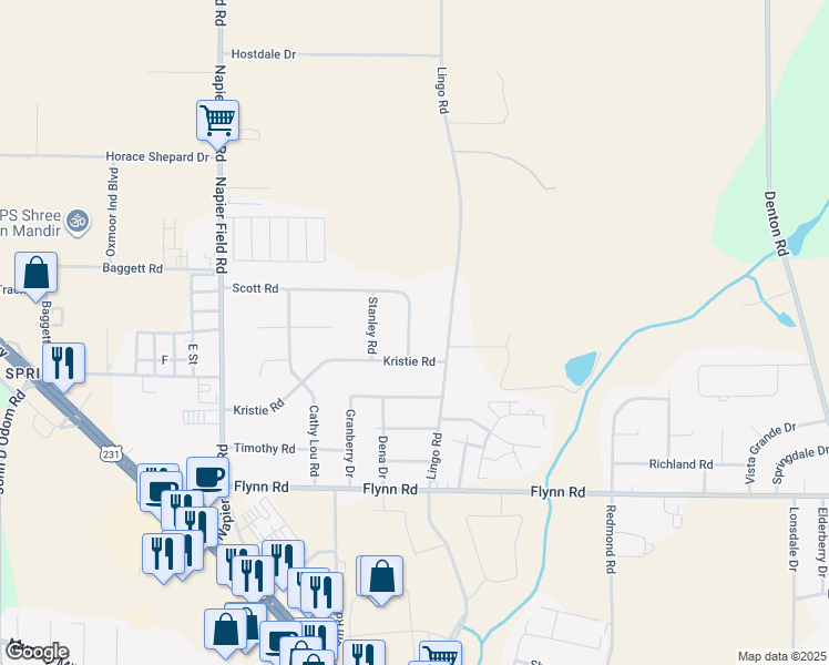 map of restaurants, bars, coffee shops, grocery stores, and more near 2410 Scott Road in Dothan