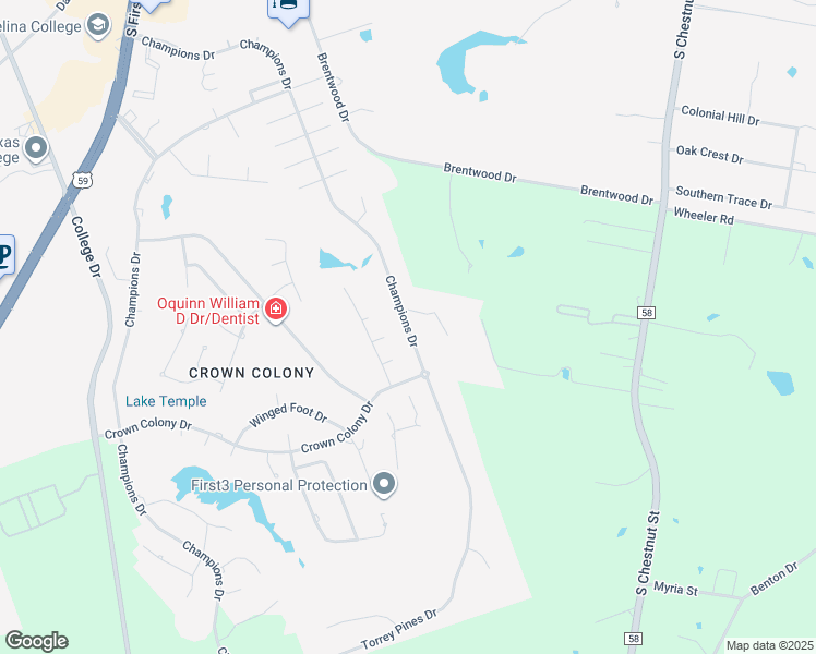 map of restaurants, bars, coffee shops, grocery stores, and more near 1398 Champions Drive in Lufkin