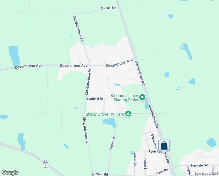map of restaurants, bars, coffee shops, grocery stores, and more near Mockingbird Lane in Ware County
