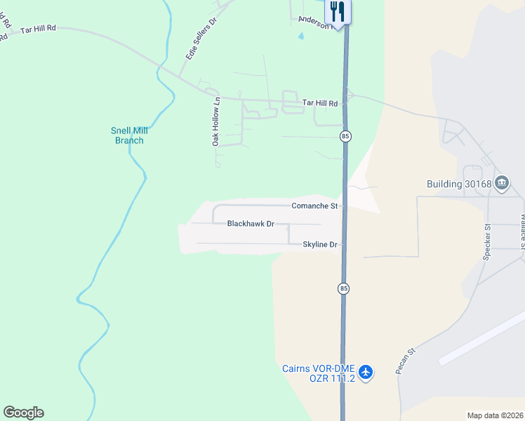 map of restaurants, bars, coffee shops, grocery stores, and more near 116 Comanche St in Daleville