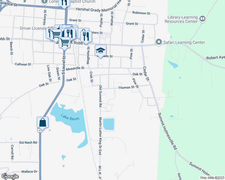 map of restaurants, bars, coffee shops, grocery stores, and more near 1303 Thomas Street in Summit