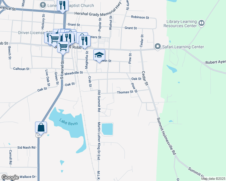 map of restaurants, bars, coffee shops, grocery stores, and more near 1303 Thomas Street in Summit