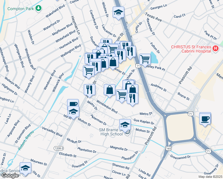 map of restaurants, bars, coffee shops, grocery stores, and more near 1337 Centre Court in Alexandria