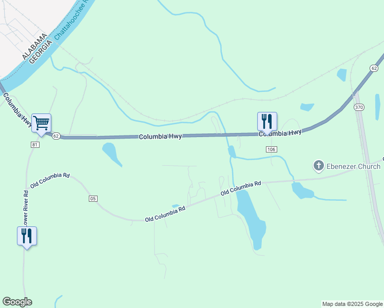 map of restaurants, bars, coffee shops, grocery stores, and more near 1200 Georgia 62 in Blakely