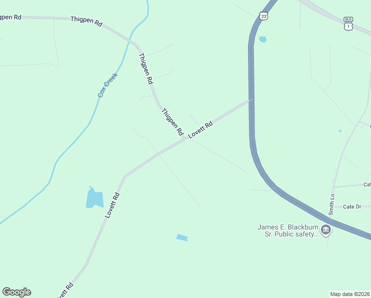 map of restaurants, bars, coffee shops, grocery stores, and more near 4002 Thigpen Road in Waycross