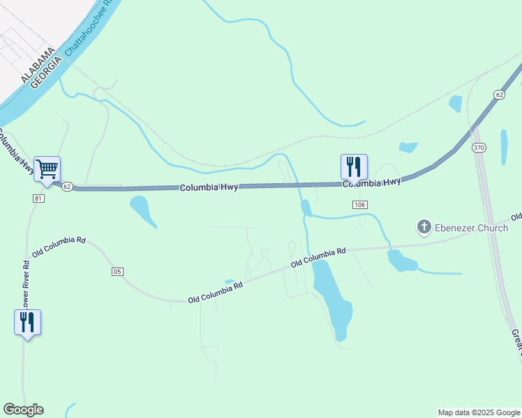 map of restaurants, bars, coffee shops, grocery stores, and more near 1200 Georgia 62 in Blakely