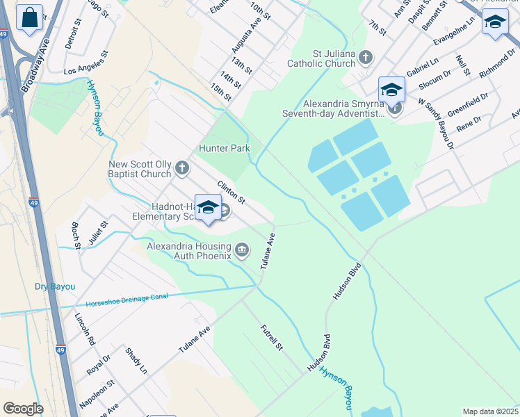 map of restaurants, bars, coffee shops, grocery stores, and more near 4021 Clinton Street in Alexandria