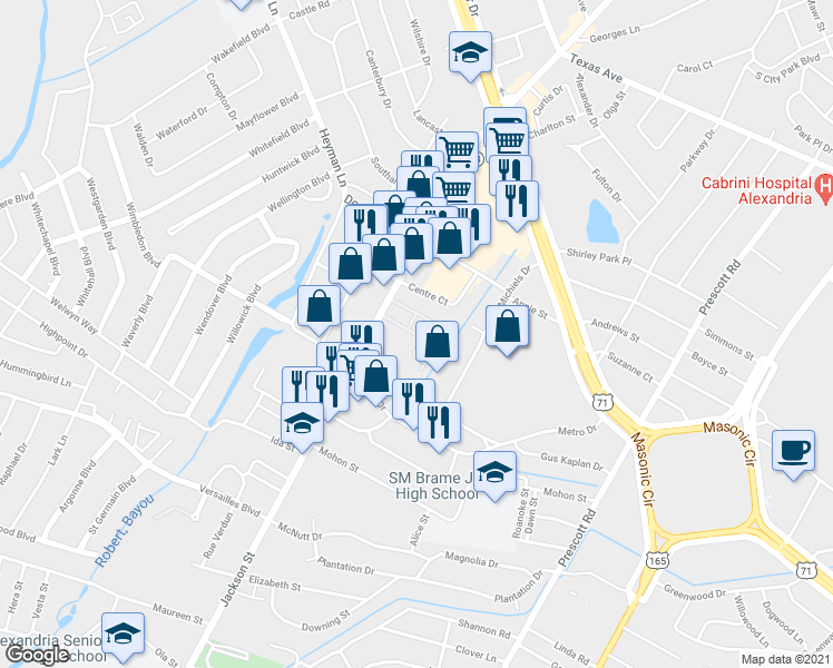map of restaurants, bars, coffee shops, grocery stores, and more near 4141 Jackson Street Extension in Alexandria