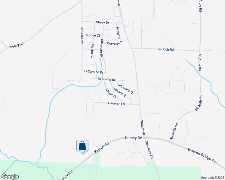 map of restaurants, bars, coffee shops, grocery stores, and more near 144 Mikado Drive in Kinsey