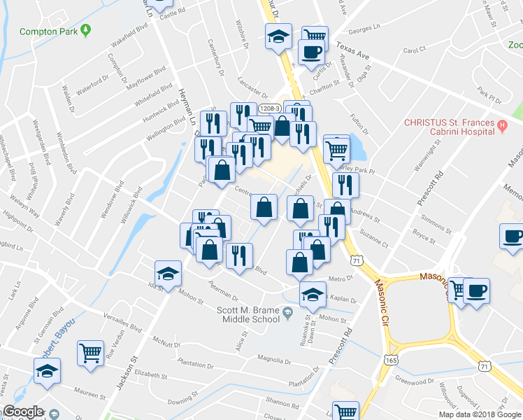 map of restaurants, bars, coffee shops, grocery stores, and more near 1337 Centre Court in Alexandria