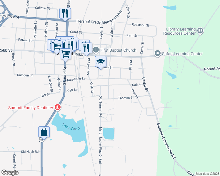 map of restaurants, bars, coffee shops, grocery stores, and more near 309 Walnut Street in Summit