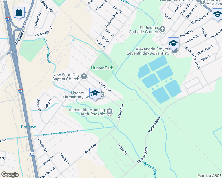 map of restaurants, bars, coffee shops, grocery stores, and more near 4021 Clinton Street in Alexandria
