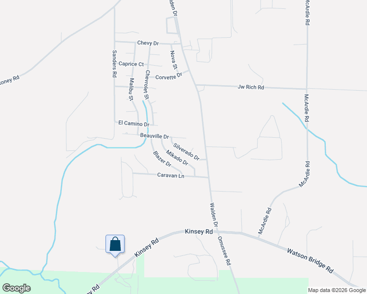 map of restaurants, bars, coffee shops, grocery stores, and more near 148 Silverado Drive in Kinsey