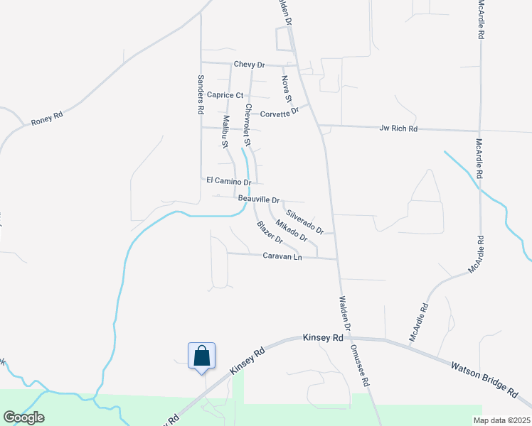 map of restaurants, bars, coffee shops, grocery stores, and more near 247 Mikado Drive in Kinsey