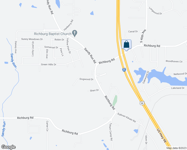 map of restaurants, bars, coffee shops, grocery stores, and more near 838 Richburg Road in Hattiesburg