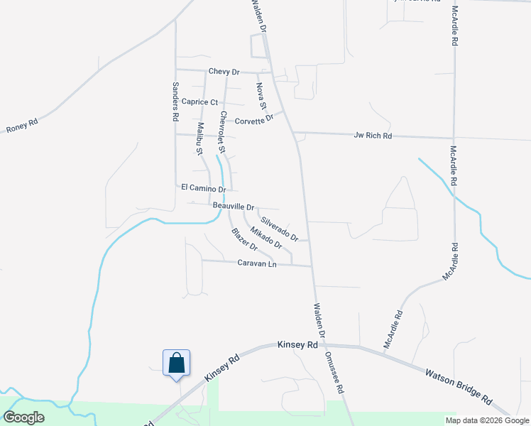 map of restaurants, bars, coffee shops, grocery stores, and more near 148 Silverado Drive in Kinsey