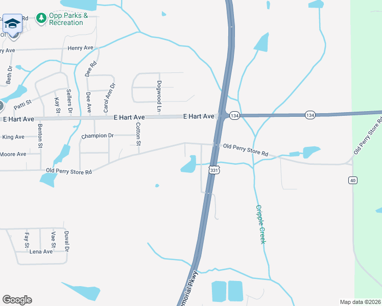map of restaurants, bars, coffee shops, grocery stores, and more near 1320 Old Perry Store Road in Opp