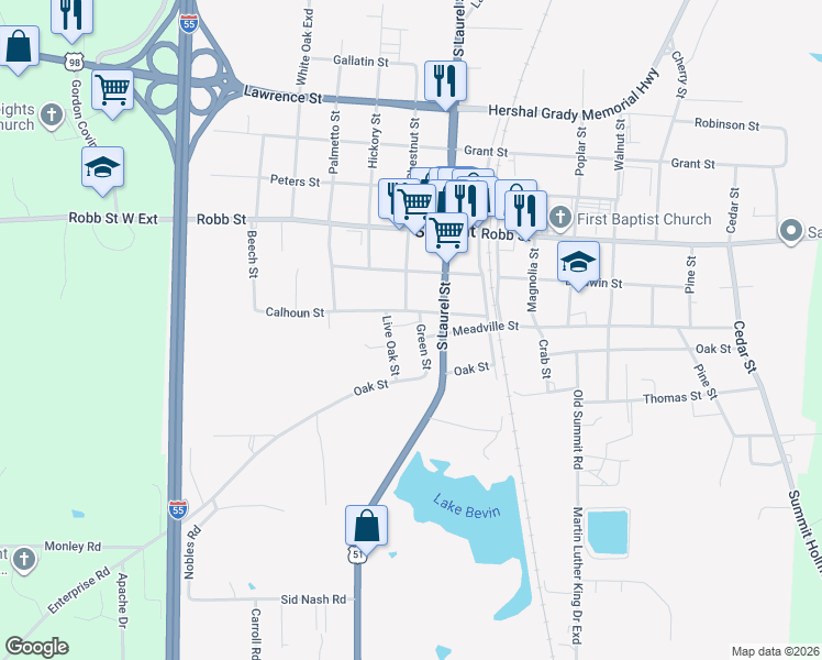 map of restaurants, bars, coffee shops, grocery stores, and more near 306 Green Street in Summit