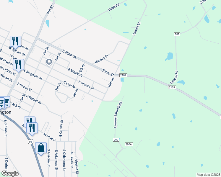 map of restaurants, bars, coffee shops, grocery stores, and more near 1030 10th Street in Huntington